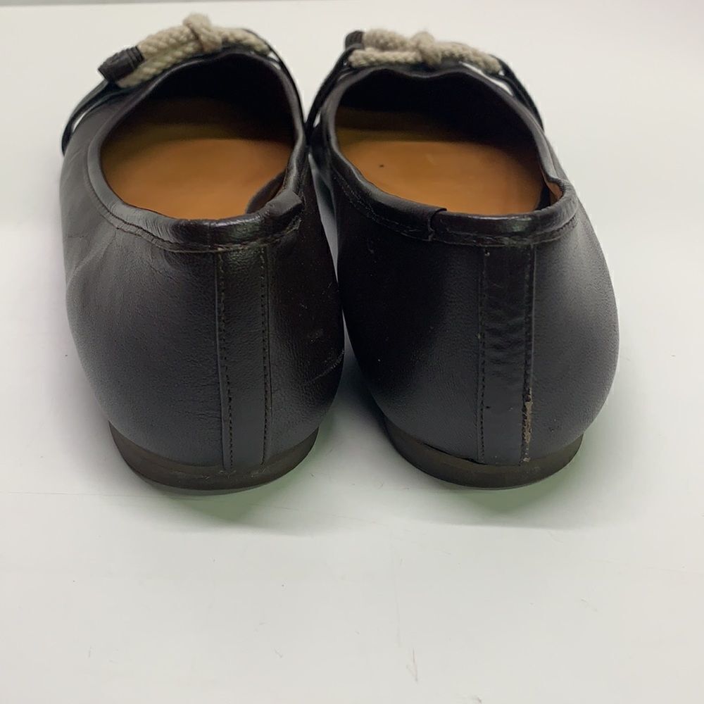 Hunter Dex Ballet Flat Slip On Shoes Dark Brown Leather Bow Size 37.5 | 7.5 - Picture 7 of 11